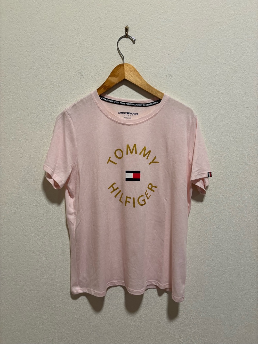 Tommy Hilfiger Sport Pink & Gold Flag Logo Tee